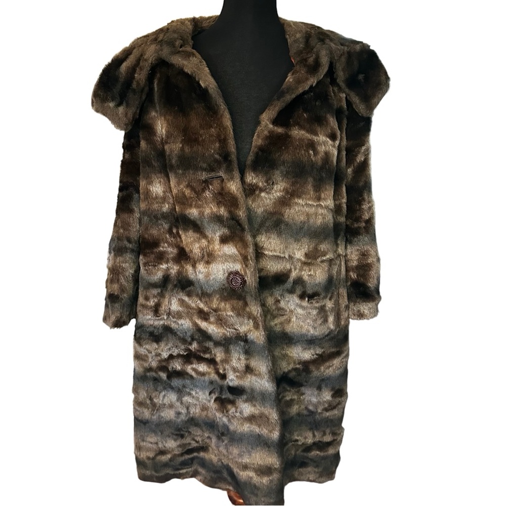 Women's Faux Fur Long Coat in Brown